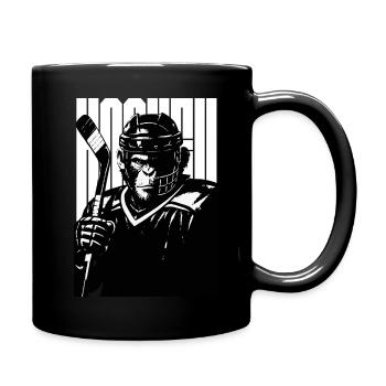 Bold Hockey Monkey  - Full Colour Mug - black - Right