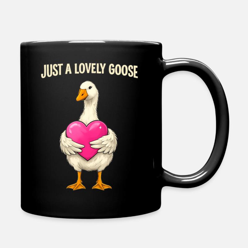 Love goose with heart Valentine's Day - Full Colour Mug - black