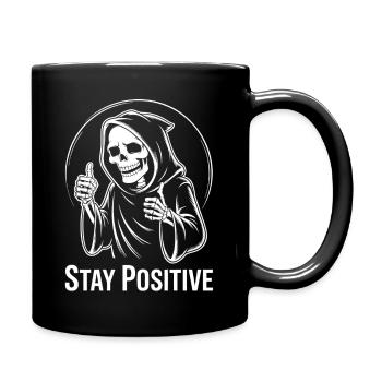 Skelett Daumen hoch Stay Positiv - Tasse einfarbig - Schwarz - Rechts