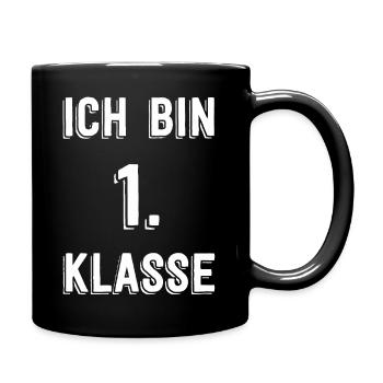 Ich bin 1. Klasse – Retro Schrift - Tasse einfarbig - Schwarz - Rechts