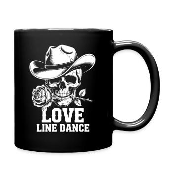 Line Dance Schädel Rose - Tasse einfarbig - Schwarz - Rechts