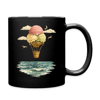 Surreales Eisballon Motiv – Vintage Fantasie - Tasse einfarbig - Schwarz - Rechts
