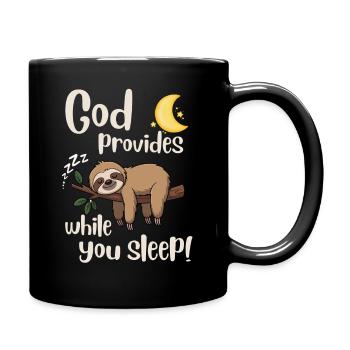 Jesus - Sloth - God provides - christian-faith - Full Colour Mug - black - Right