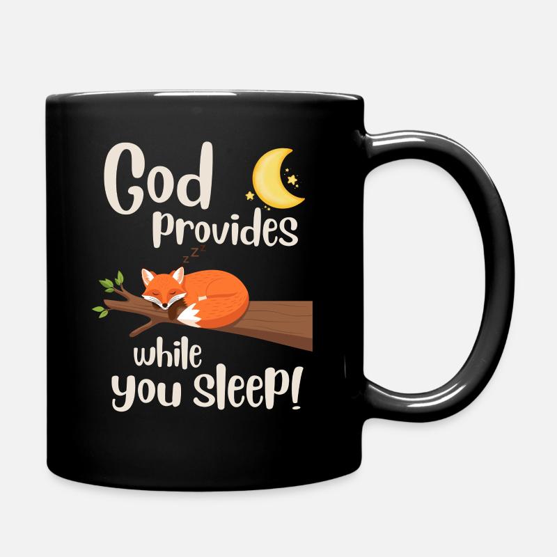 Jésus - Renard - Dieu se soucie de quand tu dors - Foi - Mug uni - noir