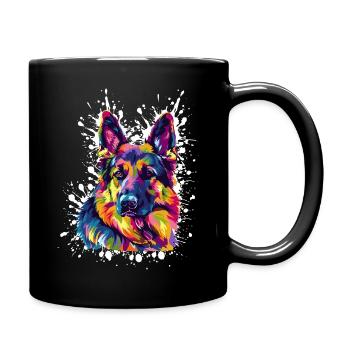 Hund Schäferhund Kunst - Tasse einfarbig - Schwarz - Rechts