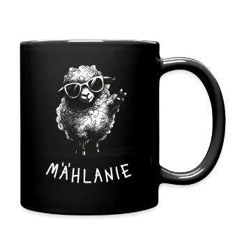 Mählanie – Funny pun with sheep Melanie - Full Colour Mug - black - Right