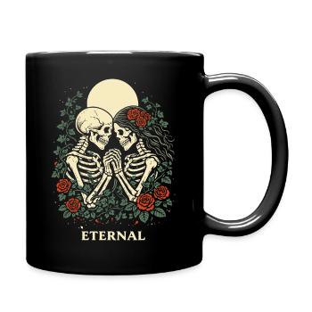 Eternal – Dark Love Skeleton Design in Gothic Style - Full Colour Mug - black - Right