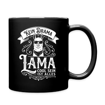 Llama with sunglasses – No drama - Full Colour Mug - black - Right