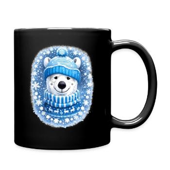 Cute polar bear in winter look - Full Colour Mug - black - Right