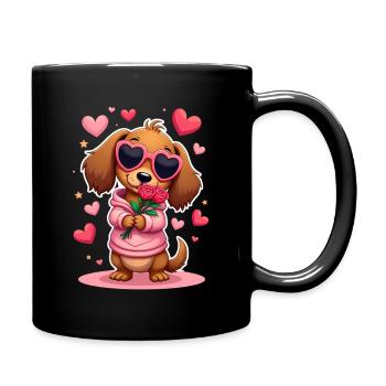 Dackel Dachshund Tekel - Tasse einfarbig - Schwarz - Rechts