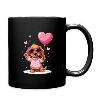 Dackel Dachshund Tekel - Tasse einfarbig - Schwarz - Rechts