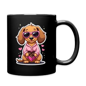 Dackel Dachshund Tekel - Tasse einfarbig - Schwarz - Rechts