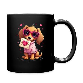 Dackel Dachshund Tekel - Tasse einfarbig - Schwarz - Rechts