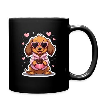 Dackel Dachshund Tekel - Tasse einfarbig - Schwarz - Rechts