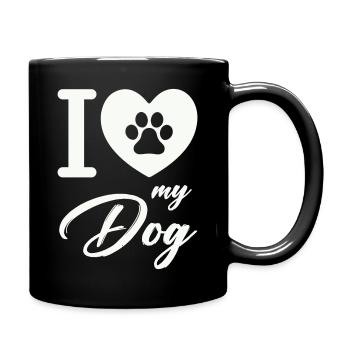 Ich liebe meinen Hund - Tasse einfarbig - Schwarz - Rechts