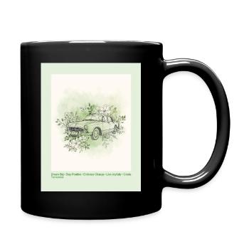 Voiture vintage avec cadre fleuri - Mug uni - noir - Droite