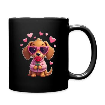 Dackel Dachshund Tekel - Tasse einfarbig - Schwarz - Rechts