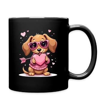 Dackel Dachshund Tekel - Tasse einfarbig - Schwarz - Rechts