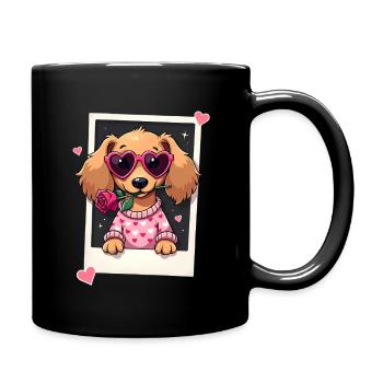 Dackel Dachshund Tekel - Tasse einfarbig - Schwarz - Rechts