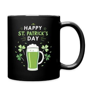 Green St. Patrick's Day Glass and Shamrocks - Full Colour Mug - black - Right