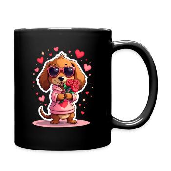 Dackel Dachshund Tekel - Tasse einfarbig - Schwarz - Rechts