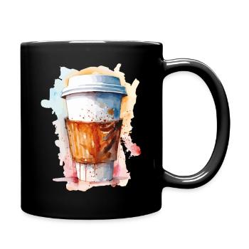 Wasserfarben ToGo Kaffee - Tasse einfarbig - Schwarz - Rechts
