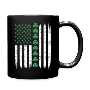 US American Flag with Shamrocks for St Patricks - Full Colour Mug - black - Right