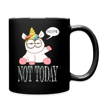 Slumbering Unicorn Not Today - Full Colour Mug - black - Right