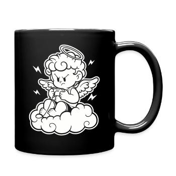 Rage Gaming Cherub – Wütender Engel zockt - Tasse einfarbig - Schwarz - Rechts