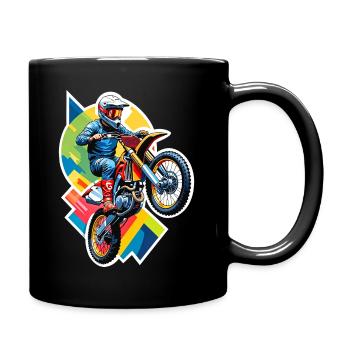 Motocross biker motorcycle cross trial enduro freestyle - Full Colour Mug - black - Right