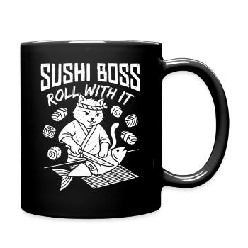 Sushi Cat – Roll With It Cat - Full Colour Mug - black - Right