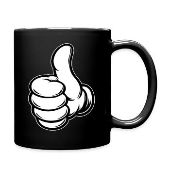 OK Comic Daumenhoch Handsymbol  - Tasse einfarbig - Schwarz - Rechts