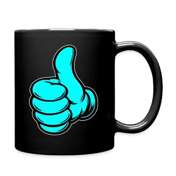 OK Comic Daumenhoch Handsymbol  - Tasse einfarbig - Schwarz - Rechts