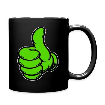 OK Comic Thumbs Up Hand Icon Green - Full Colour Mug - black - Right