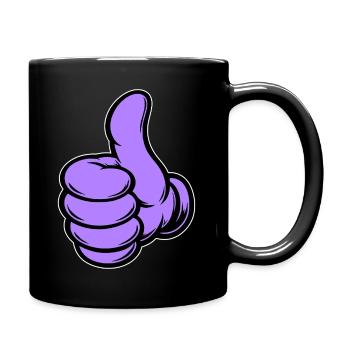 OK Comic Daumenhoch Handsymbol lila - Tasse einfarbig - Schwarz - Rechts
