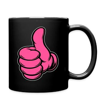 OK Comic Thumbs Up Hand Symbol Rose - Mug uni - noir - Droite