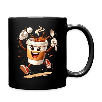 Funny Coffee Mug Comic Illustration - Full Colour Mug - black - Right