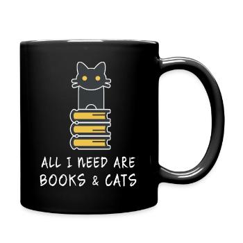 All I Need Are Books and Cats - Full Colour Mug - black - Right