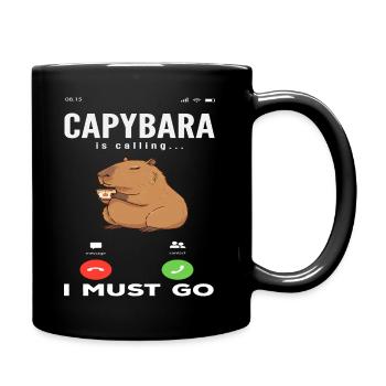 Phone Call Calling Capybaras Cute - Full Colour Mug - black - Right