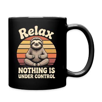 Entspann dich Faultier, Zen-Sonnenuntergang - Tasse einfarbig - Schwarz - Rechts
