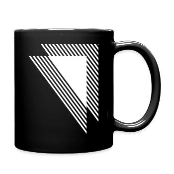 Geometrische Dreiecke Diagonales Monochromes Gitter - Tasse einfarbig - Schwarz - Rechts
