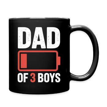Dad of 3 Boys Batterie-Emblem - Tasse einfarbig - Schwarz - Rechts