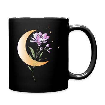 Freesie mit Halbmond und Sternen Illustration  - Tasse einfarbig - Schwarz - Rechts