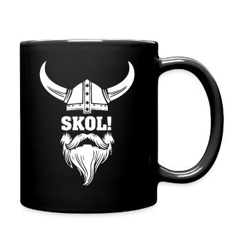 Wikinger-Skol Hornhelm-Bart-Maskottchen - Tasse einfarbig - Schwarz - Rechts