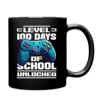 Level 100 Tage Schule Gaming Design - Tasse einfarbig - Schwarz - Rechts