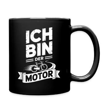 Ich bin der Motor Fahrrad - Tasse einfarbig - Schwarz - Rechts