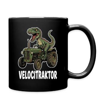 Velocitraktor Dinosaurier Traktor Spruch lustig - Tasse einfarbig - Schwarz - Rechts