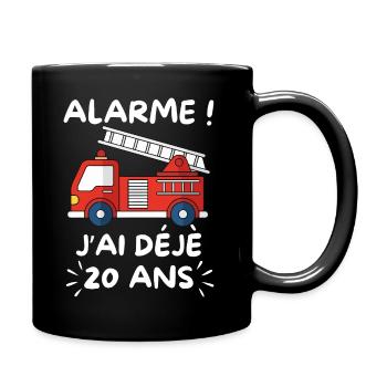 Camion Pompier 20 Ans Anniversaire - Mug uni - noir - Droite