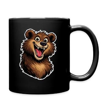Fröhlicher Bärenkopf im Cartoon-Stil. - Tasse einfarbig - Schwarz - Rechts