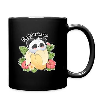 Panda Banane Motiv Niedliches Tier Design - Tasse einfarbig - Schwarz - Rechts